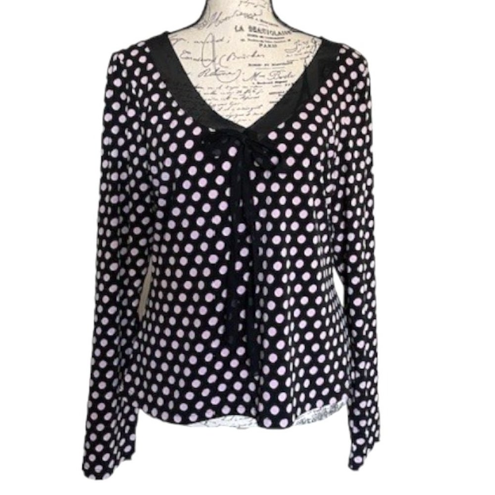 INC Pink Polka Dot V-Neck Top